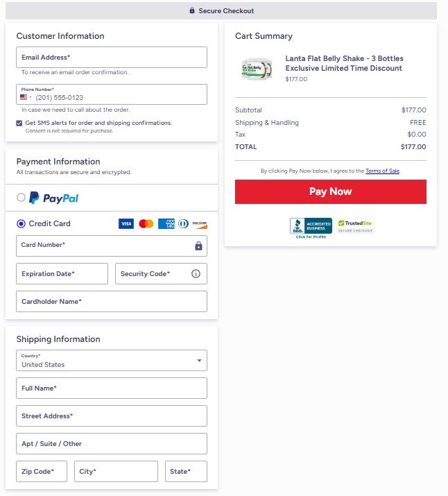 Lanta Flat Belly Shake Official Website Secure Order Page